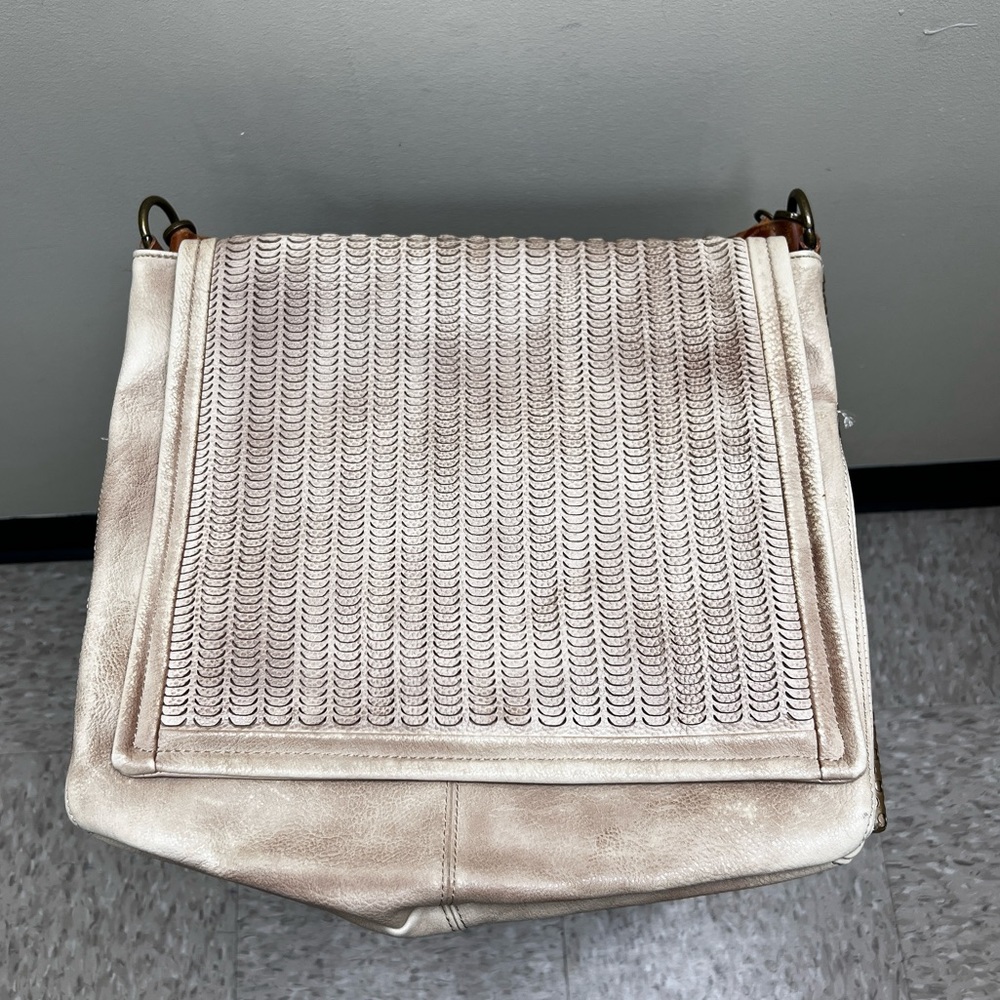 Free People Golden Valley Vegan Messenger Black With Brown Leather Straps